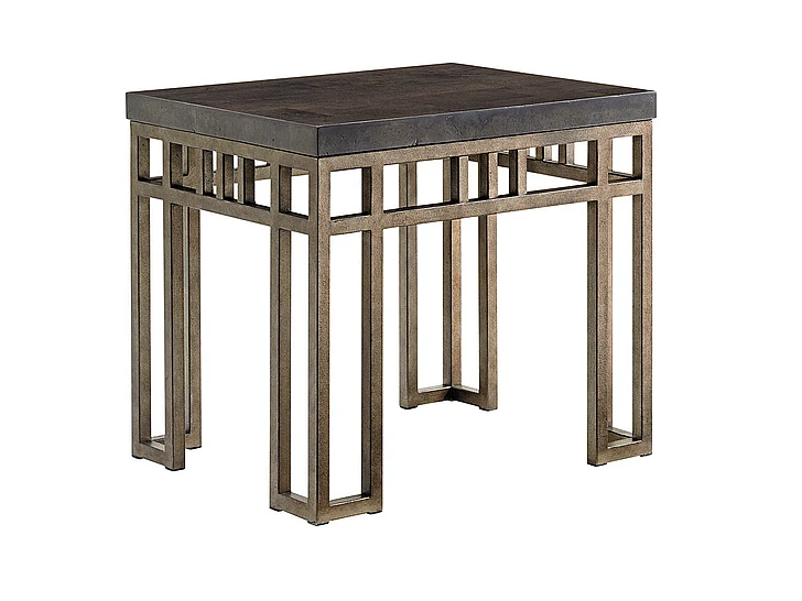Tommy Bahama Home Cypress Point Montera Travertine End Table in Burnt Sienna 01-0561-953