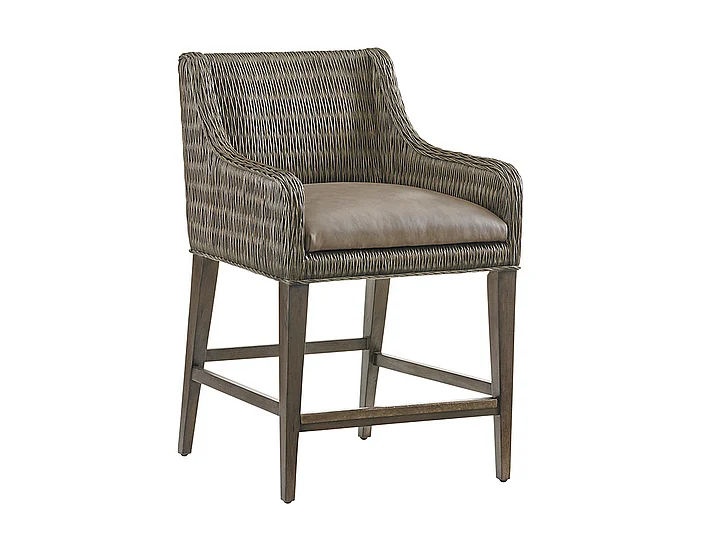 Tommy Bahama Home Cypress Point Turner Woven Counter Stool in Smoke Gray 01-0562-895-01