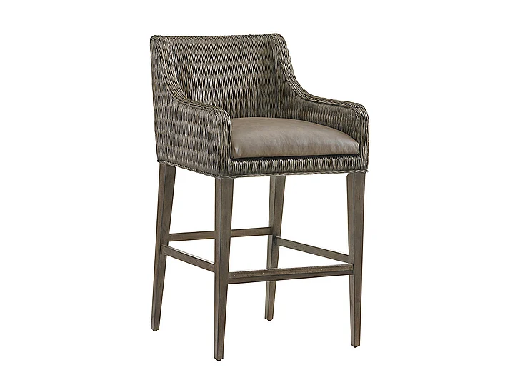 Tommy Bahama Home Cypress Point Turner Woven Bar Stool in Smoke Gray 01-0562-896-01