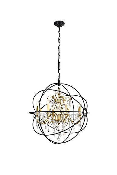 Elegant Cordelia 8 Light Black and Gold Crystal Pendant LD8801D32GB CLOSEOUT