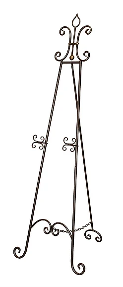 UMA Black Metal Scroll Extra Large Adjustable 3 Tier Display Easel with Chain Support, 23 x 1 x 66 | 56473