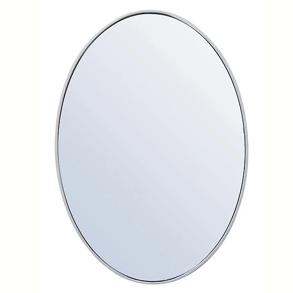 Elegant Metal Frame Oval Mirror 34 In. in Silver MR4624S