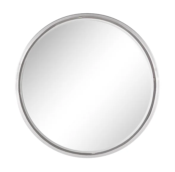 UMA Silver Metal Minimalistic Round Room Wall Mirror, 24" x 1" x 24" | 56972