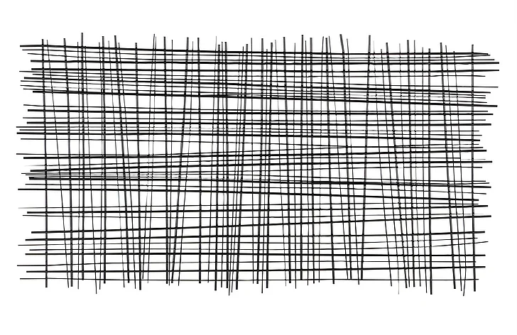 UMA Black Metal Geometric Overlapping Lines Cross Hatch Home Wall Decor, 47" x 1" x 25" | 56984