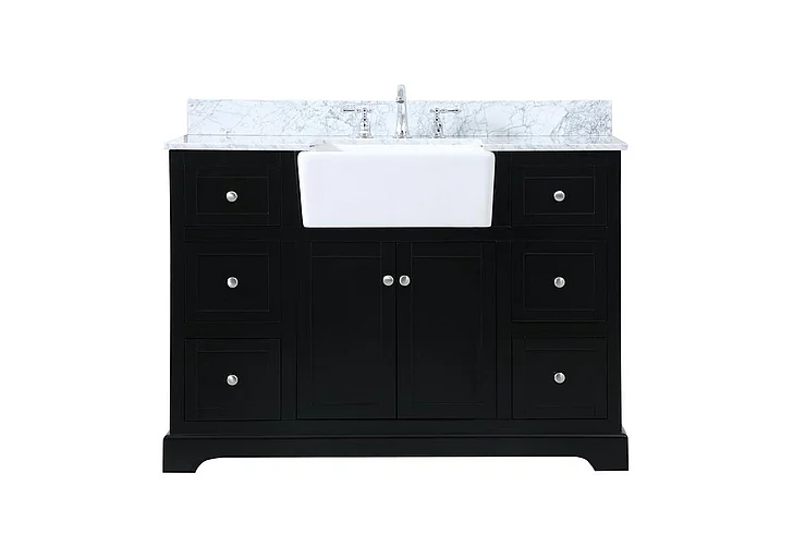 Elegant 48 In. Single Bathroom Vanity in Black with Backsplash VF60248BK-BS