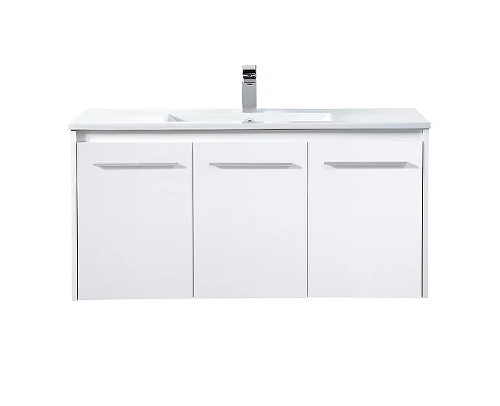 Elegant 40 In. Single Bathroom Floating Vanity in White VF44040WH CLOSEOUT