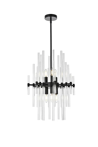 Elegant Sienna 17 In. Crystal Rod Pendant in Black 2502D17BK