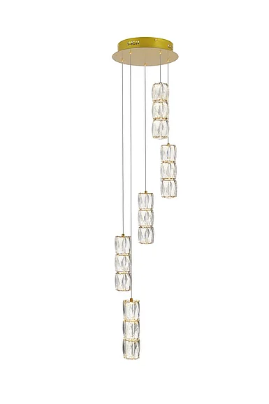 Elegant Polaris Led Light Gold Pendant Clear Crystal 3500D5RG