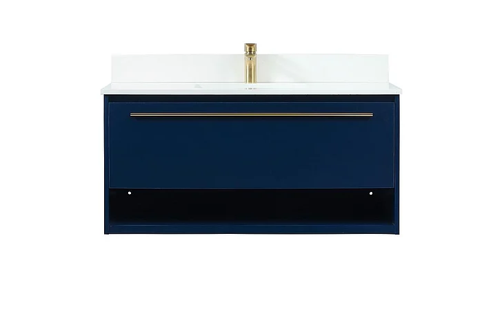 Elegant 40 In. Single Bathroom Vanity in Blue with Backsplash VF43540MBL-BS CLOSEOUT