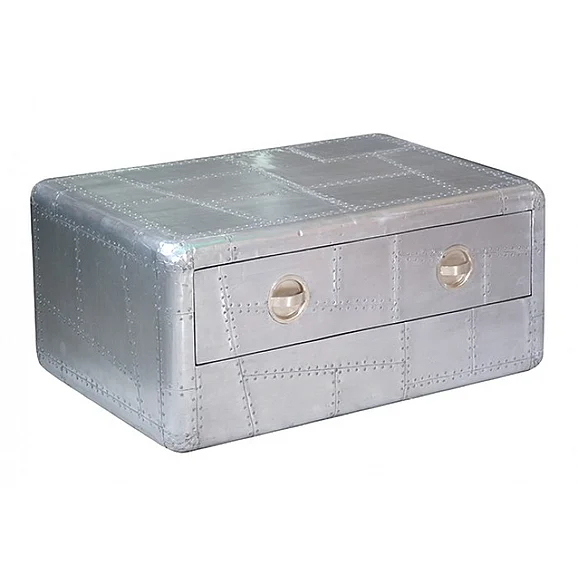 Moti Furniture Aviator One Drawer Cocktail Table in Silver