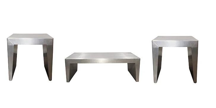 Moti Furniture Pilot 3pc Huxley Cocktail Table Set in Silver