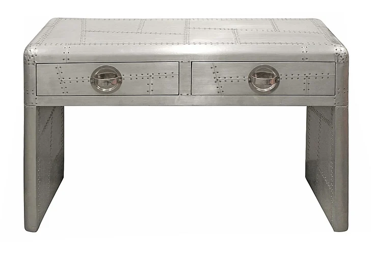 Moti Furniture Pilot 2 Drawer Console Table in Silver