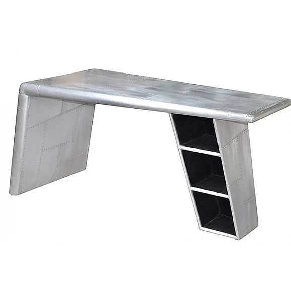 Moti Furniture Aviator 3 Shelf Desk in Silver