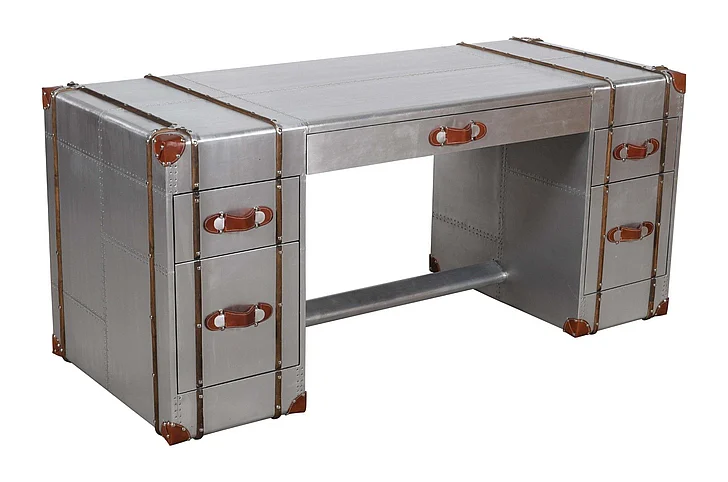 Moti Furniture Pilot Executive Desk in Silver 57007006