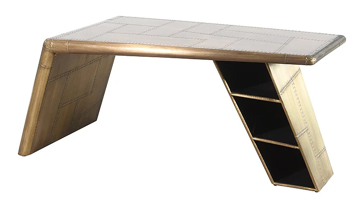 Moti Furniture Pilot 3-Shelf Writing Desk in Brass 57007009