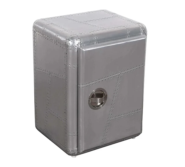 Moti Furniture Pilot 1-Door Side Cabinet in Silver