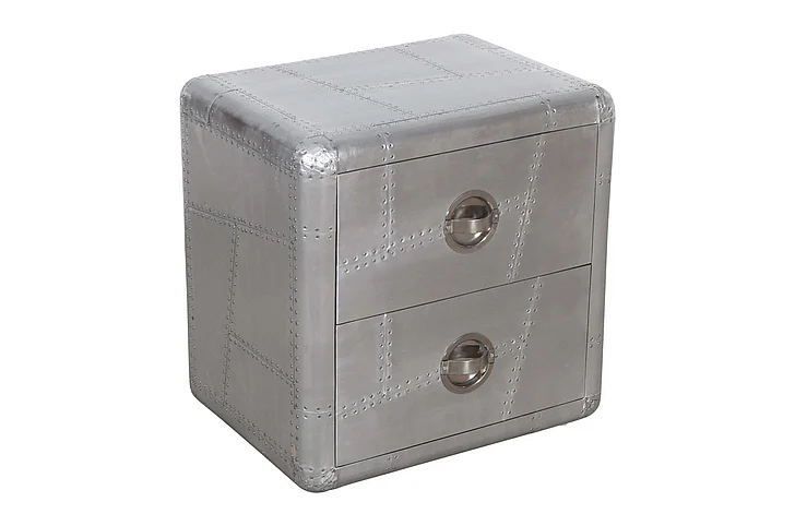 Moti Furniture Pilot 2-Drawer Nightstand in Silver