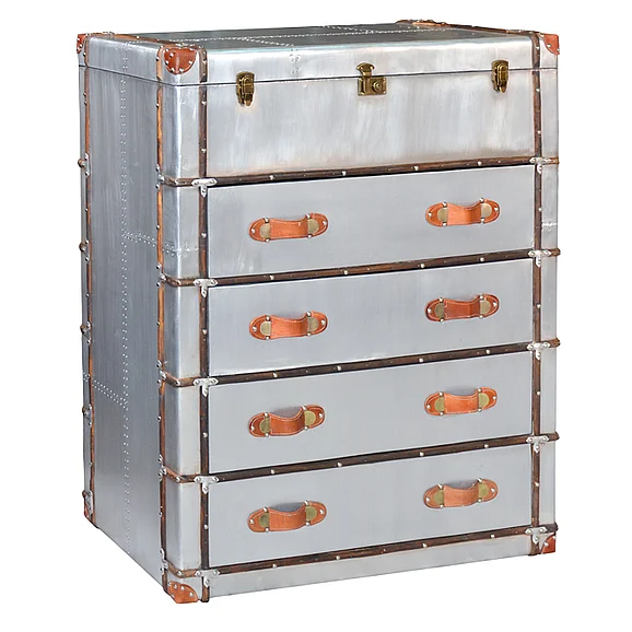 Moti Furniture Aviator 4 Drawer Chest in Silver
