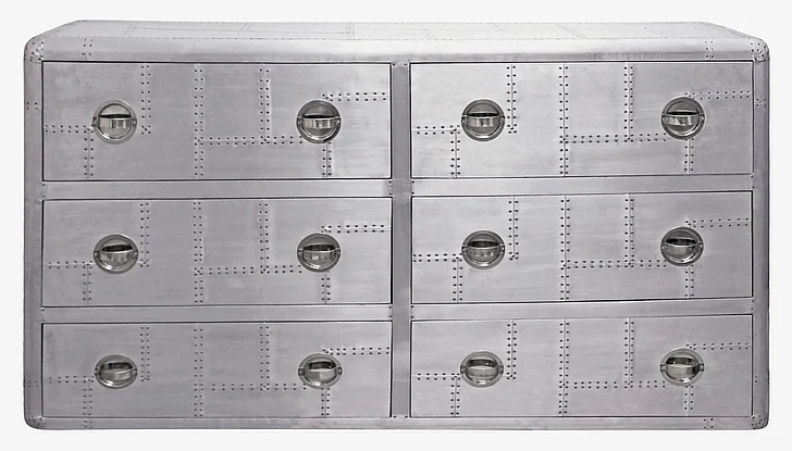 Moti Furniture Pilot 6-Drawer Dresser in Silver