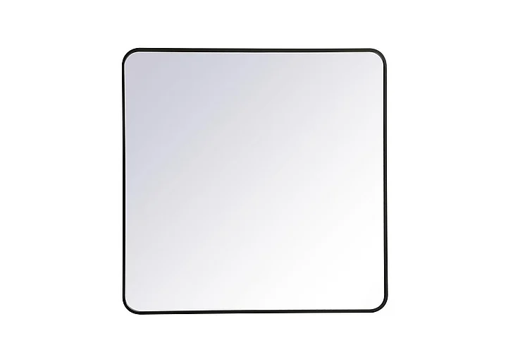 Elegant Soft Corner Metal Rectangular Mirror 36X36 In. in Black MR803636BK