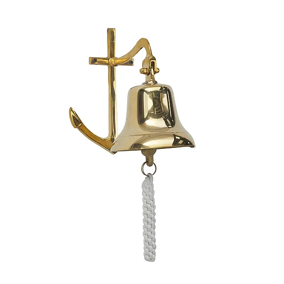 UMA Gold Brass Metal Bell Home Wall Decor with Anchor Backing, 7" x 10" x 10" | 57113 CLOSEOUT