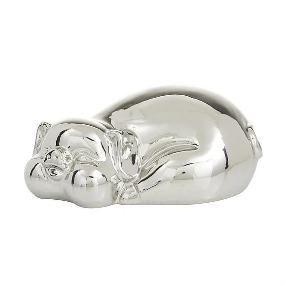 UMA Silver Porcelain Ceramic Pig Decorative Sculpture, 13" x 9" x 5" | 57179 CLOSEOUT