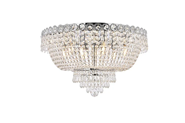 Elegant Century 9 Light Chrome Flush Mount Clear Royal Cut Crystal V1900F20C/RC