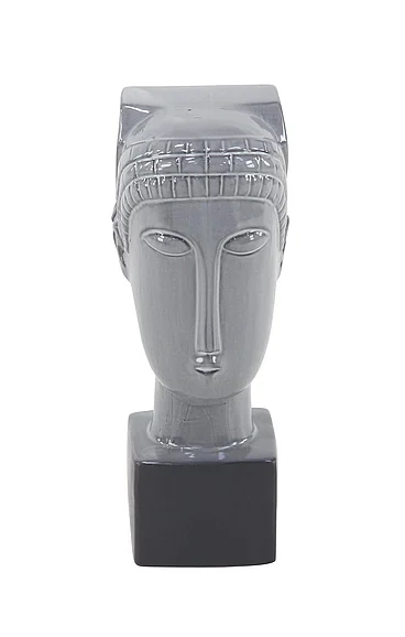UMA Gray Ceramic People Face Sculpture, 4" x 5" x 12" | 57451 CLOSEOUT