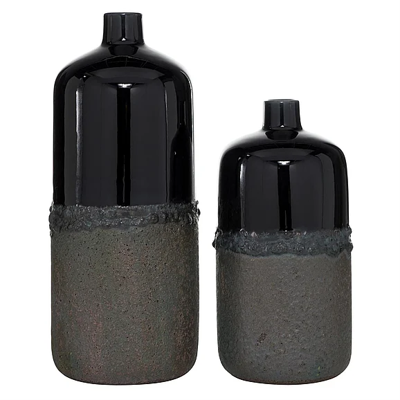 UMA Black Ceramic Decorative Vase, (Set of 2) 19, 15H | 57490