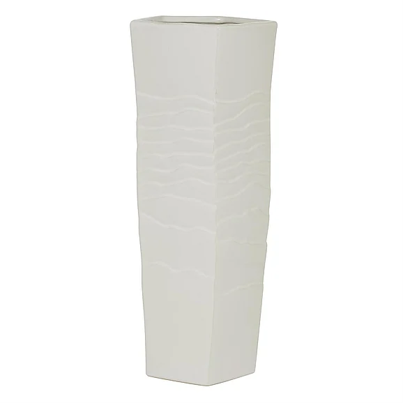 UMA Ceramic Textured Decorative Vase in White 57494