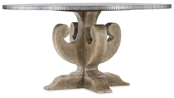 Hooker Furniture Boheme Ascension 60" Zinc Round Dining Table in Light Wood 5750-75213-SLV