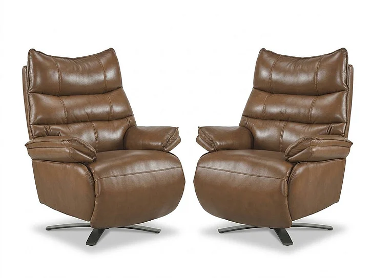 Homelegance Fulcrum Power Reclining Swivel Chair with Manual Adjustable Headrest in Brown 8106TBR-1PW (Set of 2)