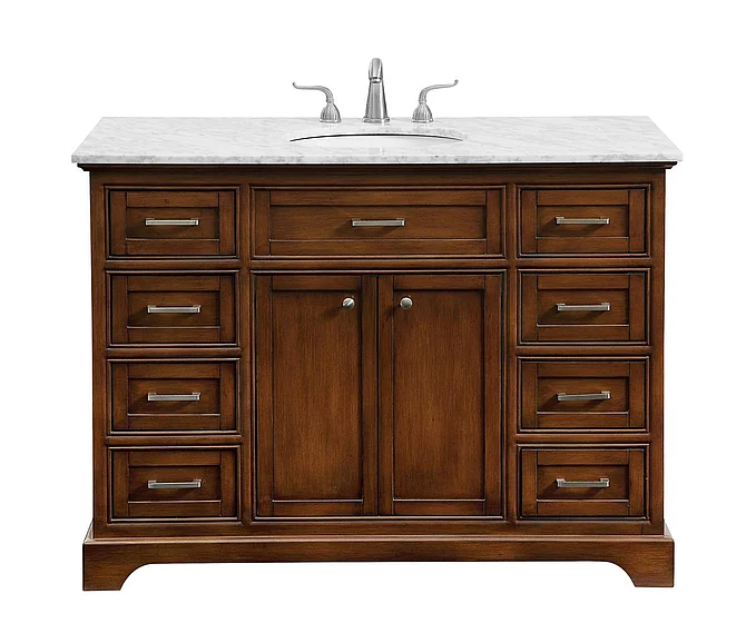 Elegant 48 In. Single Bathroom Vanity Set in Teak VF15048TK
