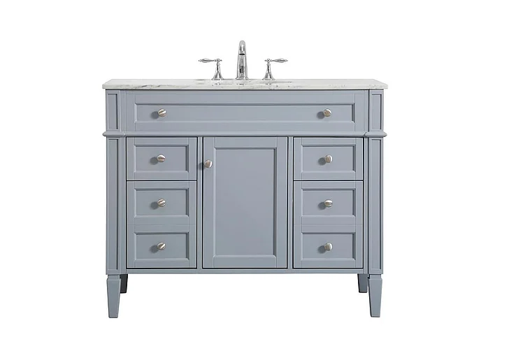 Elegant 42 In. Single Bathroom Vanity in Grey VF12542GR