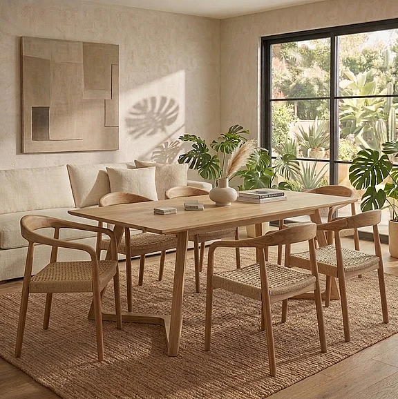 Artesia Miles/Eijnar 7pc Dining Room Set in Natural
