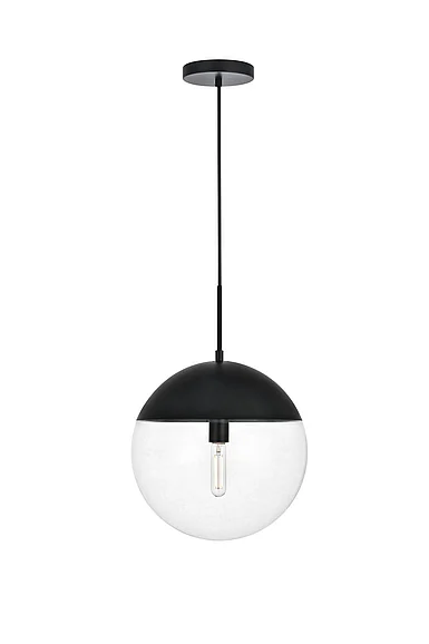 Elegant Eclipse 1 Light Black Pendant with Clear Glass LD6045BK