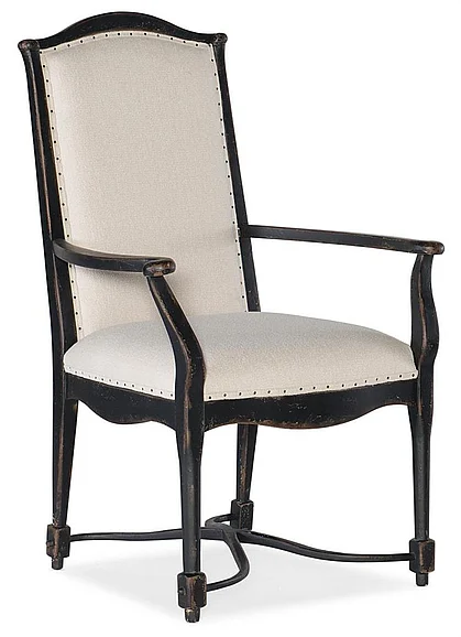 Hooker Furniture Ciao Bella Upholstered Back Arm Chair (Set of 2) in Black 5805-75300-99