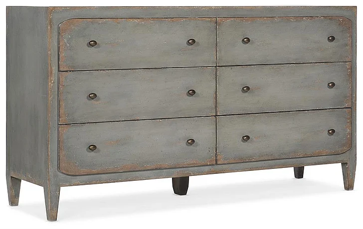 Hooker Furniture Ciao Bella Six-Drawer Dresser in Speckled Gray 5805-90002-95