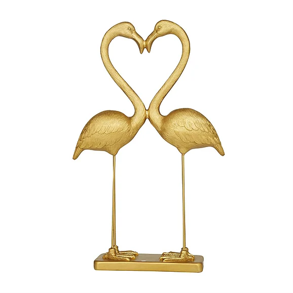UMA Gold Polystone Flamingo Decorative Sculpture, 15" x 5" x 24" | 58092 CLOSEOUT