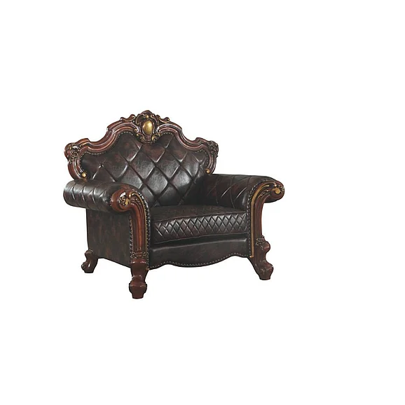 Acme Furniture Picardy Chair with 1 Pillows in PU & Honey Oak 58222