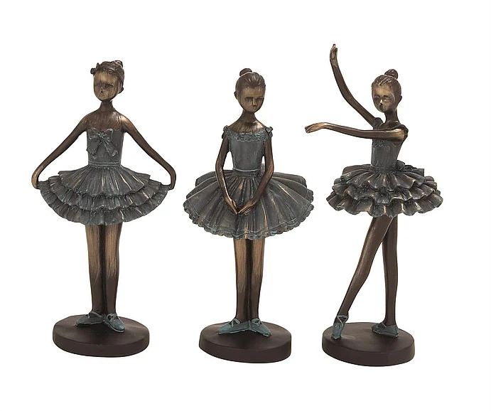 UMA Teal Polystone Dancer Decorative Sculpture, 3 Assorted 6"W, 12"H | 58313 CLOSEOUT
