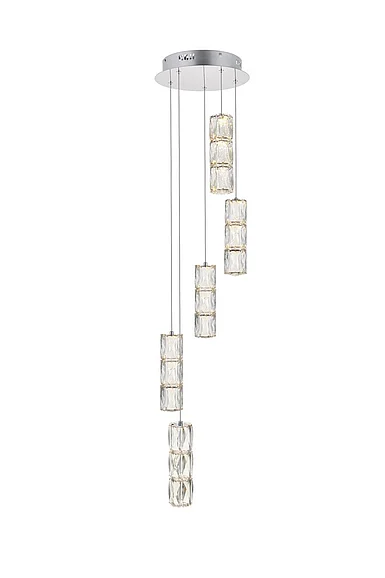 Elegant Polaris Led Light Chrome Pendant Clear Crystal 3500D5RC
