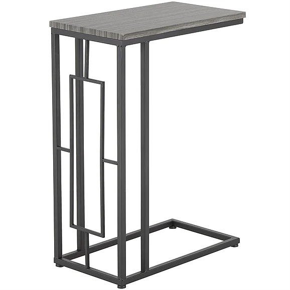 UMA Gray Metal C-Shaped Side End Accent Table with Black Metal Base, 19 x 10 x 26 | 58633