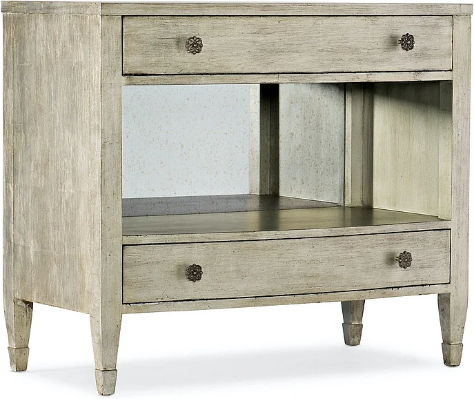 Hooker Furniture Sanctuary 2 Gemme 2 Drawer Nightstand in Silver 5875-90015-95