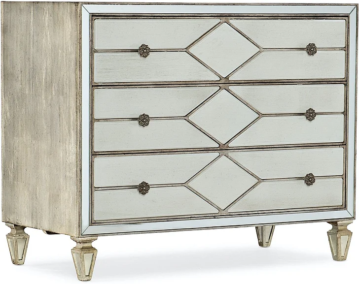 Hooker Furniture Sanctuary 2 Queen of Diamonds Bachelorette Chest in Silver