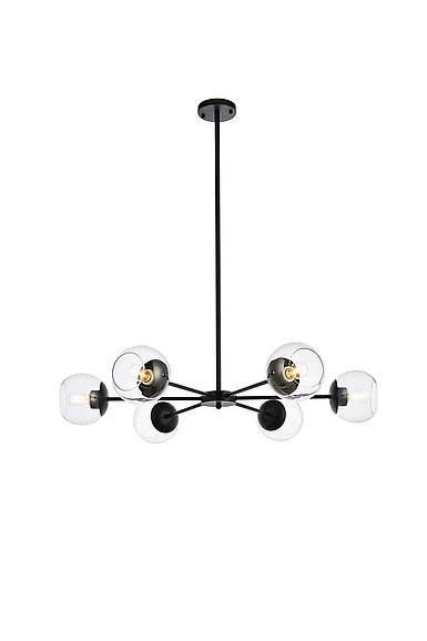 Elegant Briggs 36 In. Pendant in Black with Clear Shade LD642D36BK CLOSEOUT