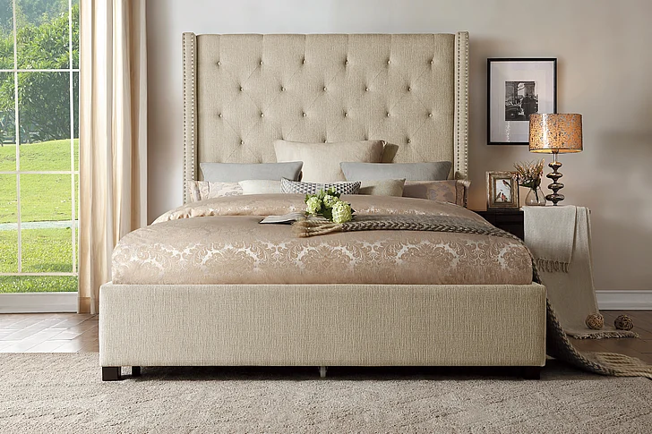 Homelegance Fairborn Full Platform Bed with Storage Footboard in Beige 5877FBE-1DW*