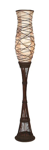 UMA Brown Bamboo Wood Room Floor Lamp, 10" x 10" x 59" | 58825