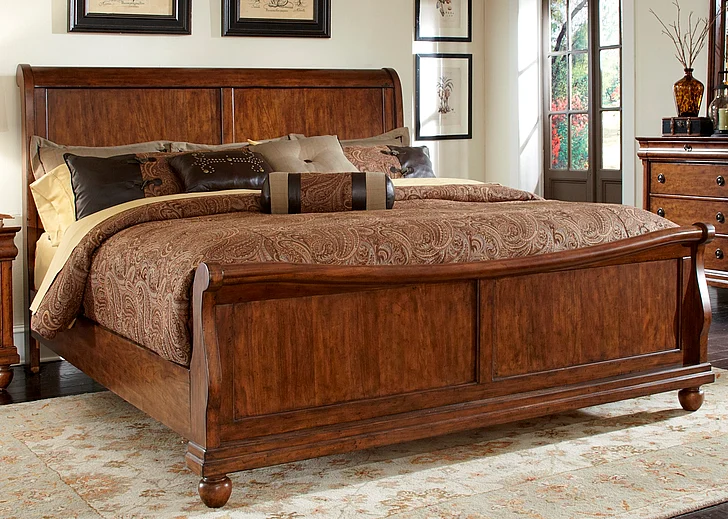 Liberty Furniture Rustic Traditions King Sleigh Bed in Rustic Cherry 589-BR-KSL