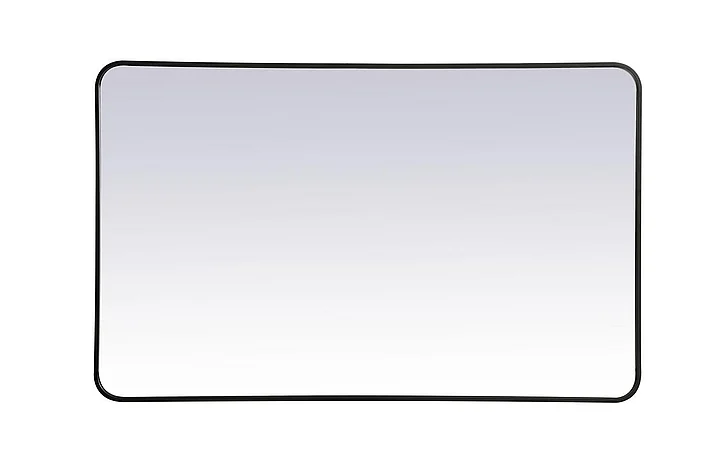 Elegant Soft Corner Metal Rectangular Mirror 30X48 In. in Black MR803048BK